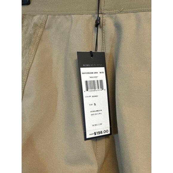 NWT BCBGMAXAZRIA Khaki Faux Suede & Twill Wilcox Pants Size S - Picture 2 of 4
